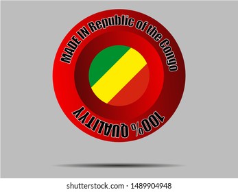 Round Button Made in with Beautiful national flag of Republic of The Congo. original colors and proportion. Simply vector illustration eps10, from countries flag set.