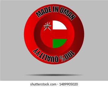 Round Button Made in with Beautiful national flag of Sultanate of Oman. original colors and proportion. Simply vector illustration eps10, from countries flag set.