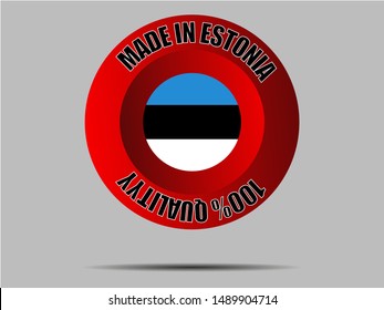 Round Button Made in with National flag of Republic of Estonia. original colors and proportion. Simply vector illustration, from countries flag set.