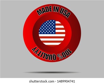 Round Button Made in with national flag of United States of America, original colors and proportion. Great freedom country, beautifol nation. Simply vector illustration eps10, from countries flag set