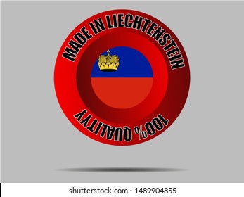 Round Button Made in with National flag of Principality of Liechtenstein. original colors and proportion. Simply vector illustration, from countries flag set.