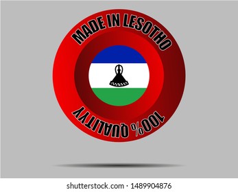 Round Button Made in with National flag of Kingdom of Lesotho. original colors and proportion. Simply vector illustration eps10, from countries flag set.