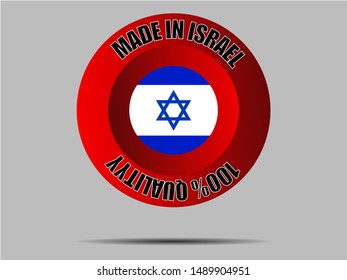 Round Button Made in with National flag of Israel . original colors and proportion. Simply vector illustration, from countries flag set.