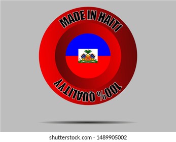 Round Button Made in with National flag of Republic of Haiti. original colors and proportion. Simply vector illustration, from countries flag set.