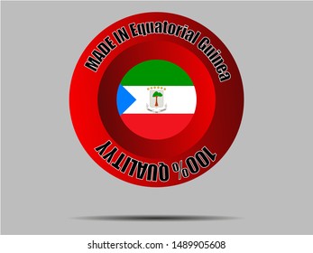 Round Button Made in with National flag of Republic of Equatorial Guinea. original colors and proportion. Simply vector illustration, from countries flag set.