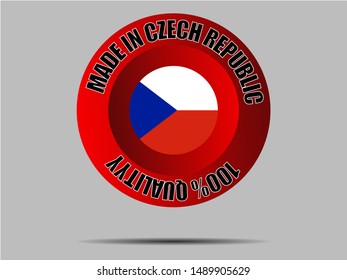 Round Button Made in with National flag of Czhech Republic. original colors and proportion. Simply vector illustration, from countries flag set.