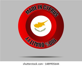 Round Button Made in with National flag of Republic of Cyprus. original colors and proportion. Simply vector illustration, from countries flag set.