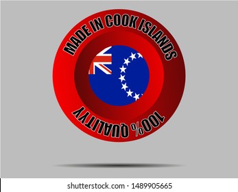 Round Button Made in with National flag of Cook Islands . original colors and proportion. Simply vector illustration, from countries flag set.