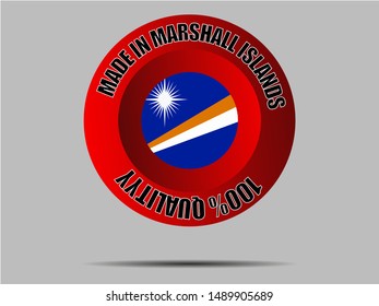 Round Button Made in with National flag of Republic of Marshall Islands. original colors and proportion. Simply vector illustration, from countries flag set.