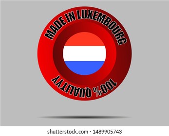 Round Button Made in with National flag of Grand Duchy of Luxembourg . original colors and proportion. Simply vector illustration, from countries flag set.