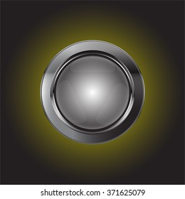 Round button with metallic elements, Vector illustration