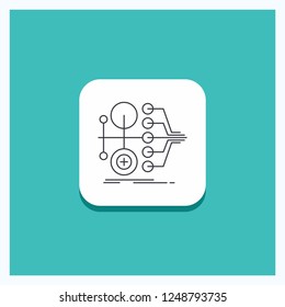 Round Button for monetization, finance, money, transfer, value Line icon Turquoise Background