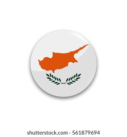 Round button national flag of Cyprus with the reflection of light and shadow realistic. Icon country.