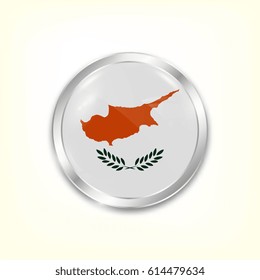 Round button national flag of Cyprus with the reflection of light and shadow. Icon country. Realistic vector illustration.