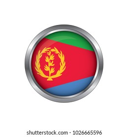 Round button national flag of Eritrea with the reflection of light and shadow. Icon country. Realistic vector illustration.
