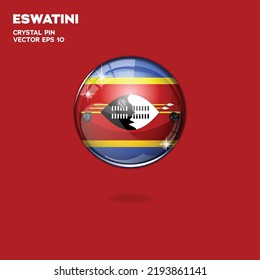 Botón redondo bandera nacional de Eswatini con el reflejo de luz y sombra. País del icono. Ilustración vectorial realista.