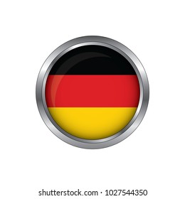 Round button national flag of German with the reflection of light and shadow. Icon country. Realistic vector illustration.