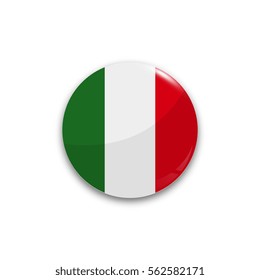 Round button national flag of Italy with the reflection of light and shadow realistic. Icon country.