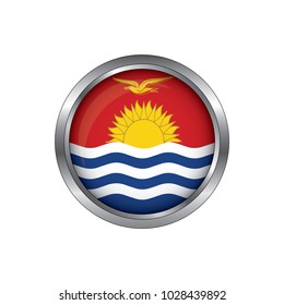 Round button national flag of Kiribati with the reflection of light and shadow. Icon country. Realistic vector illustration.