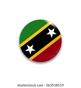 Round button national flag of Saint kitts and Nevis with the reflection of light and shadow realistic. Icon country.