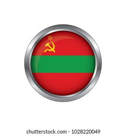 Round button national flag of Transnistria with the reflection of light and shadow. Icon country. Realistic vector illustration.