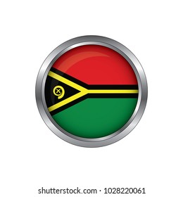 Round button national flag of Vanuatu with the reflection of light and shadow. Icon country. Realistic vector illustration.