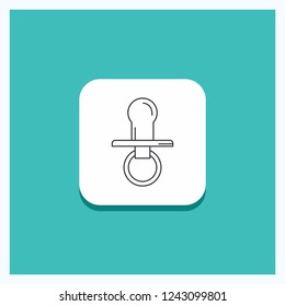 Round Button for nipple, baby, dummy, pacifier, kids Line icon Turquoise Background