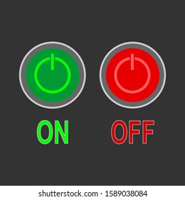 Round button On and Off. Red and green switch button. Vector illustration of flat style
