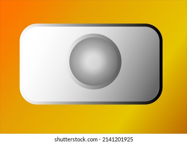 round button on silver square area on abstract gradient golden yellow background design for graphics