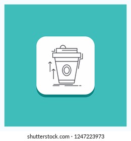 Round Button for product, promo, coffee, cup, brand marketing Line icon Turquoise Background