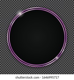 round button with purple frame on transparent background 