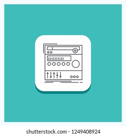 Round Button for rack, component, module, sound, studio Line icon Turquoise Background
