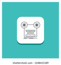 Round Button for Record, recording, retro, tape, music Line icon Turquoise Background