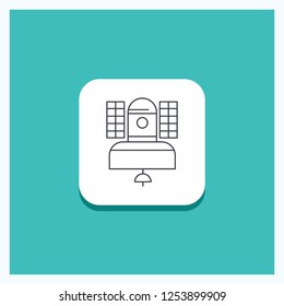 Round Button for Satellite, broadcast, broadcasting, communication, telecommunication Line icon Turquoise Background