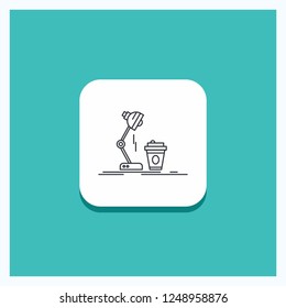 Round Button for studio, design, coffee, lamp, flash Line icon Turquoise Background