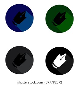 round button, symbol, icon: pen