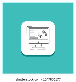 Round Button for synchronization, sync, information, data, computer Line icon Turquoise Background