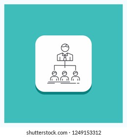 Round Button for team, teamwork, organization, group, company Line icon Turquoise Background