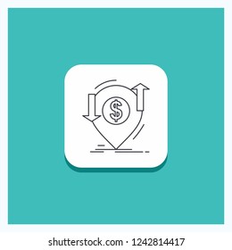 Round Button for transaction, financial, money, finance, transfer Line icon Turquoise Background