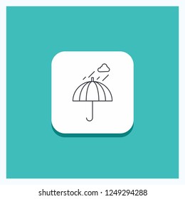 Round Button for Umbrella, camping, rain, safety, weather Line icon Turquoise Background