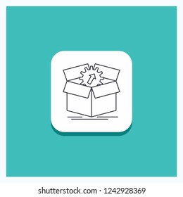 Round Button for upload, performance, productivity, progress, work Line icon Turquoise Background