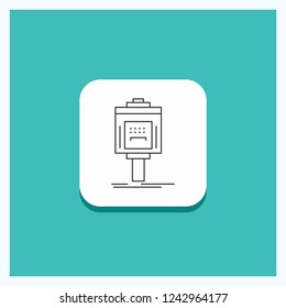 Round Button for valet, parking, service, hotel, valley Line icon Turquoise Background