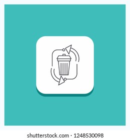 Round Button for waste, disposal, garbage, management, recycle Line icon Turquoise Background