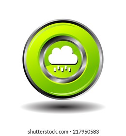 Round button weather icon - Bubble Cloud with Rain