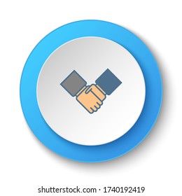 Runde Taste für Web-Icon. Vertrag, Symbol für Geschäftsüberträger. Button-Banner rund, Abzeichen-Schnittstelle für Anwendungsdarstellung
