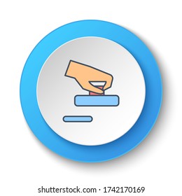 Round button for web icon. Air hockey, board game, hand. Button banner round, badge interface for application illustration