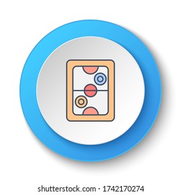 Runde Taste für Web-Icon. Air hockey, Brettspiel, Retro. Button-Banner rund, Abzeichen-Schnittstelle für Anwendungsdarstellung