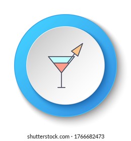 Round button for web icon, alcohol, cocktail, drink. Button banner round, badge interface for application illustration