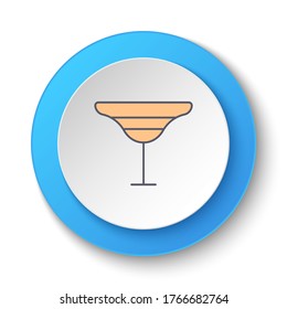 Round button for web icon, alcohol, cocktail, drink. Button banner round, badge interface for application illustration