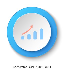 Round button for web icon, analytics, bar chart. Button banner round, badge interface for application illustration